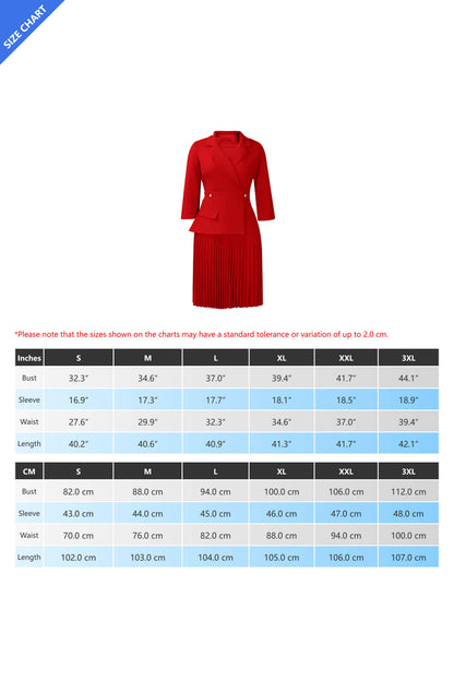 Pleated Blazer Collar Dress