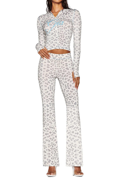 Leopard Print Zip Crop & Flare Set