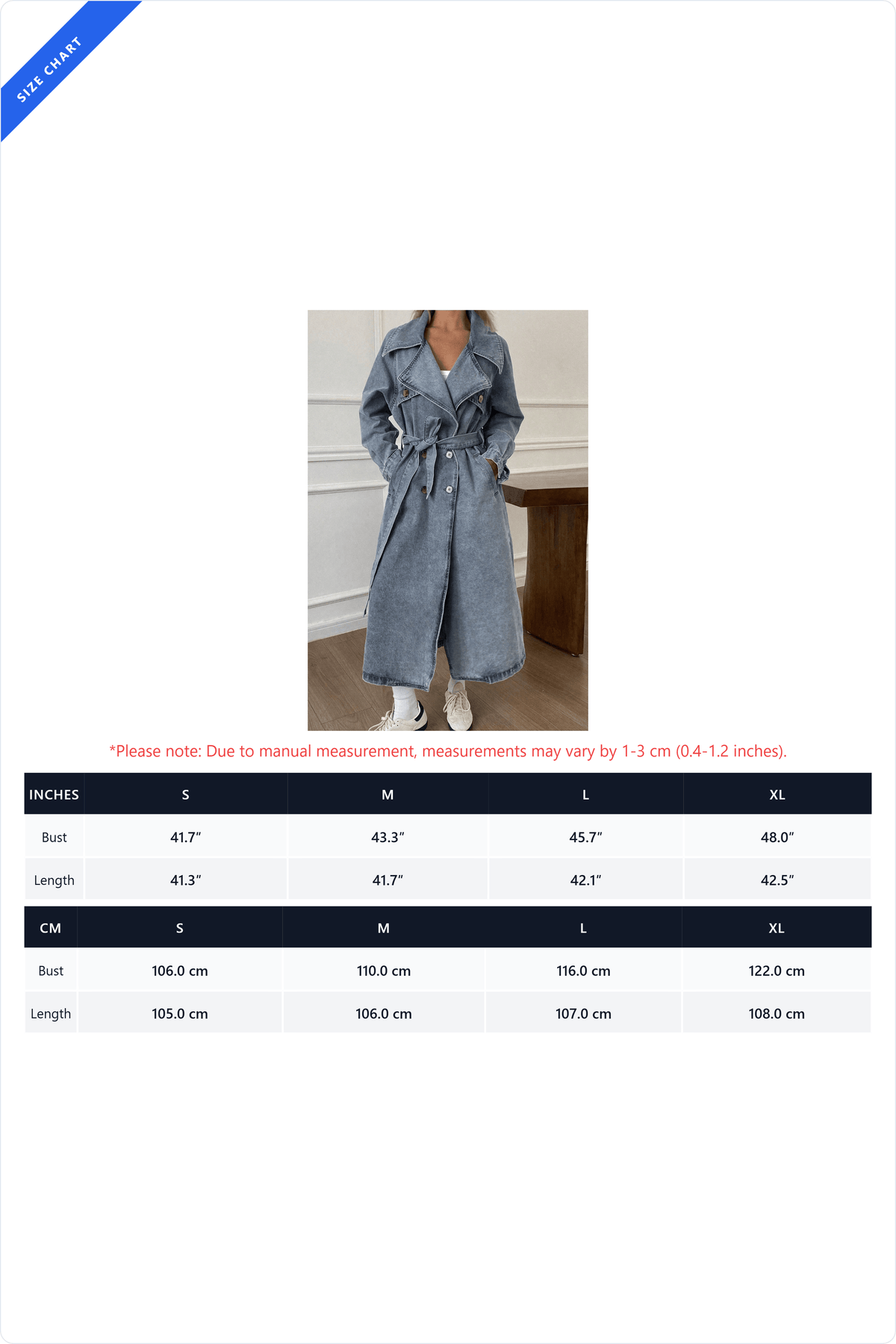 Double-Breasted Denim Trench