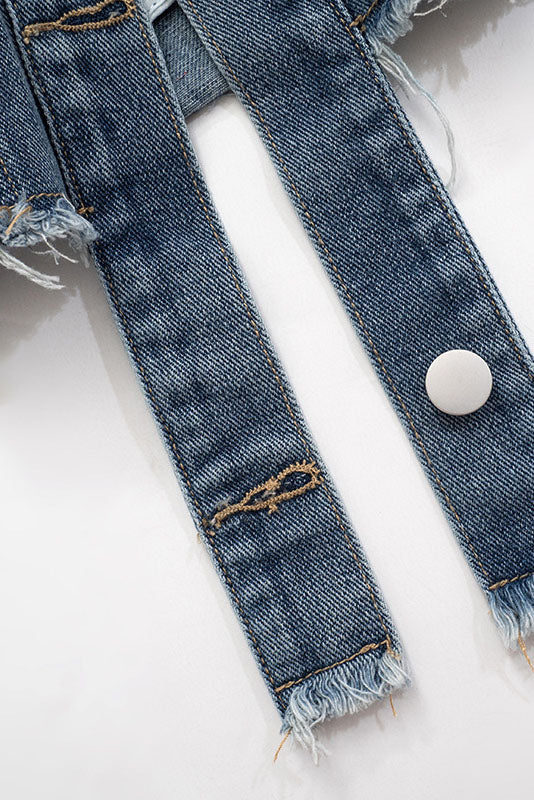 Denim Polo Collar Short Top Coat