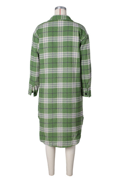 Contrast Plaid Slit Shacket