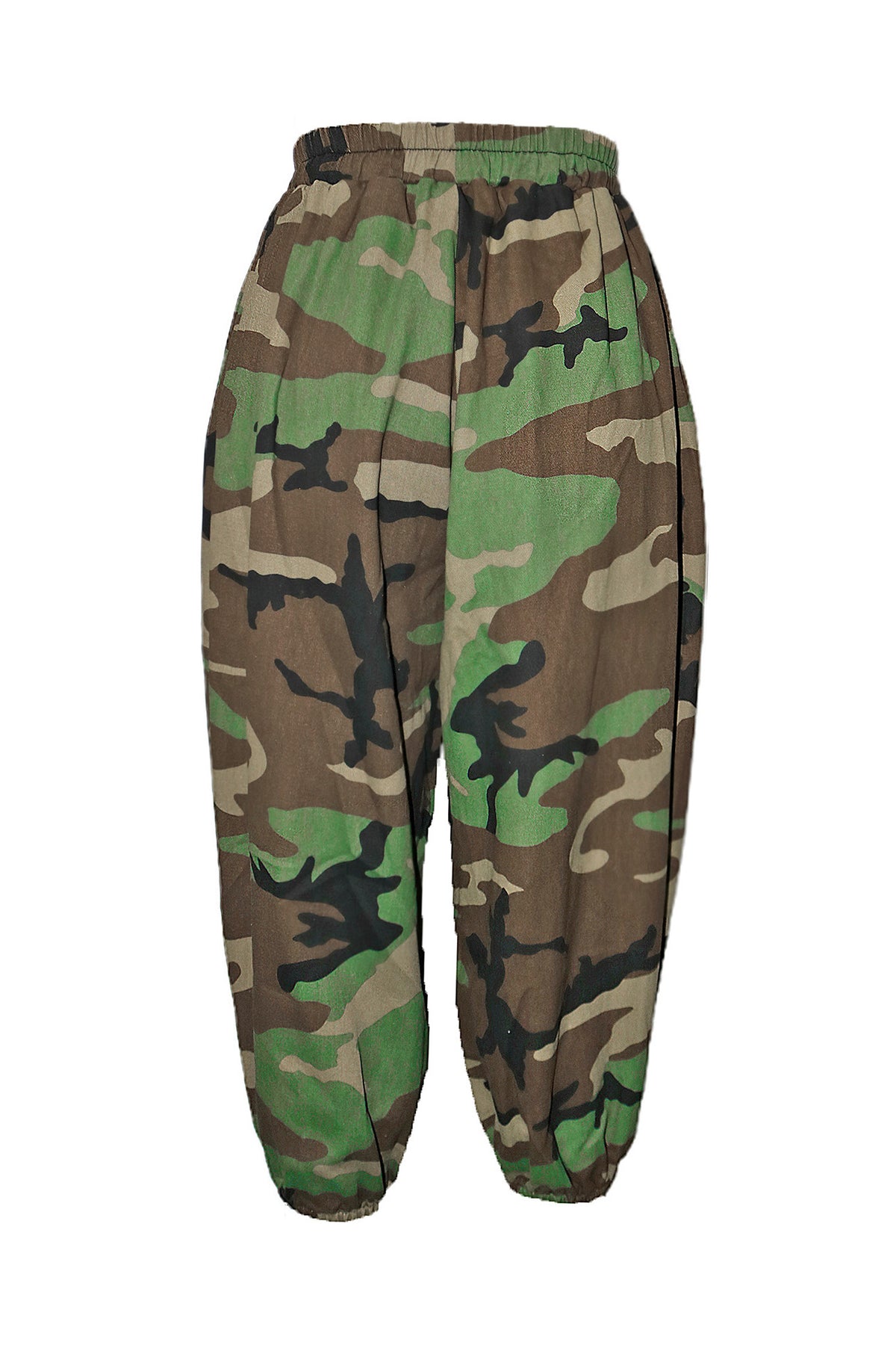 Camo Print Elastic Waist Capri Jeans