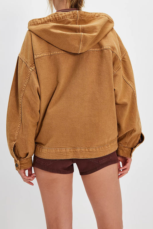 Half Zip Denim Hoodie Pullover Jacket
