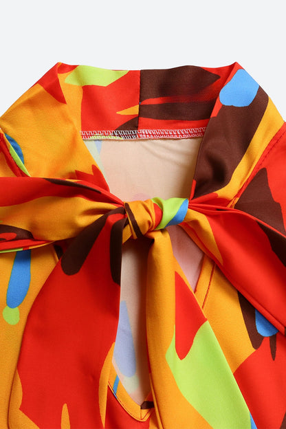 Tie Bow Colorblock Blouse