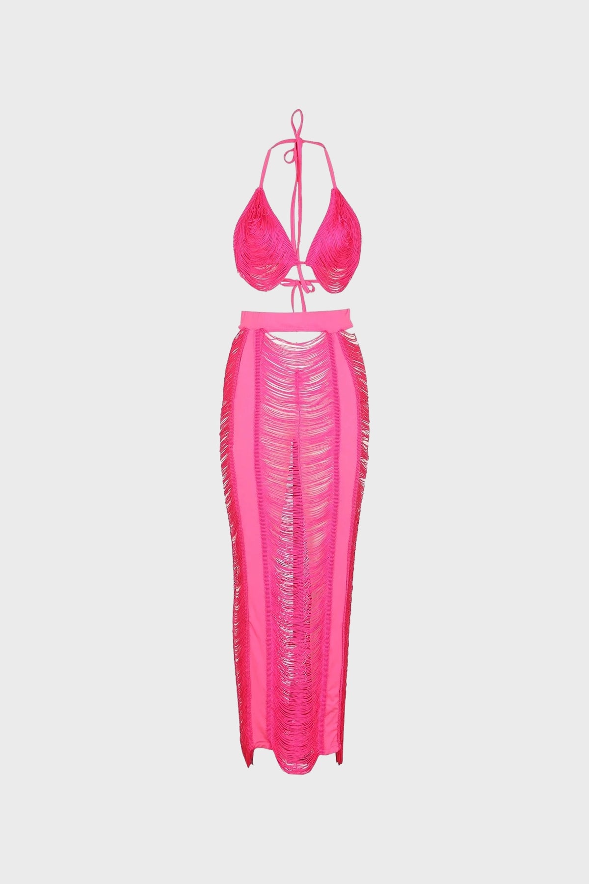 Crochet Cover Two-Piece Bra and Skirt Set