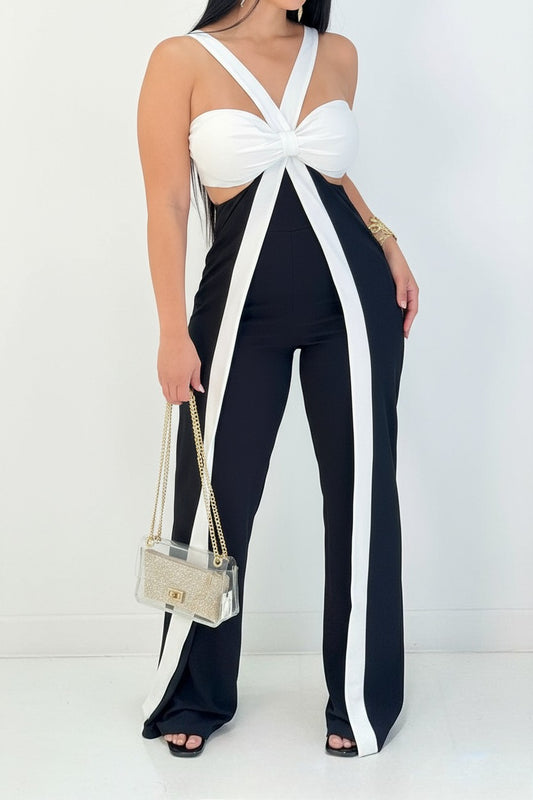 Crisscross Ribbon Cutout Jumpsuit