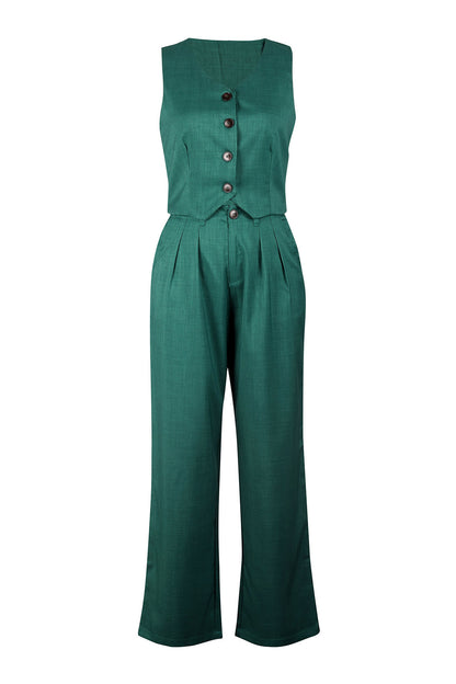 Linen Sleeveless Suit Set for Work Office