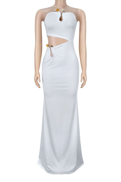 Strapless Hardware Cutout Maxi Dress