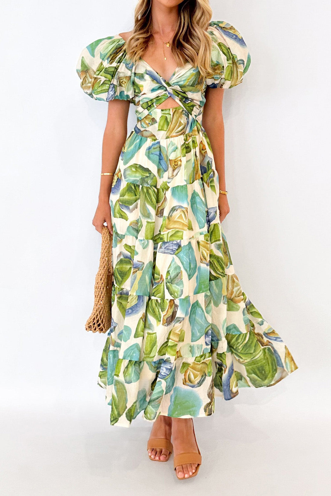 Seaside Printed Puff Sleeve Dress