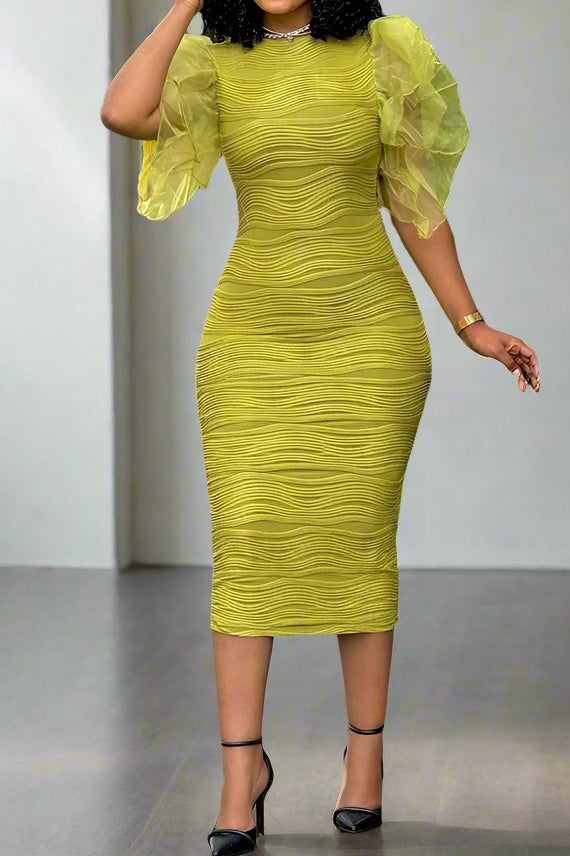 Sheer Combo Bodycon Dress