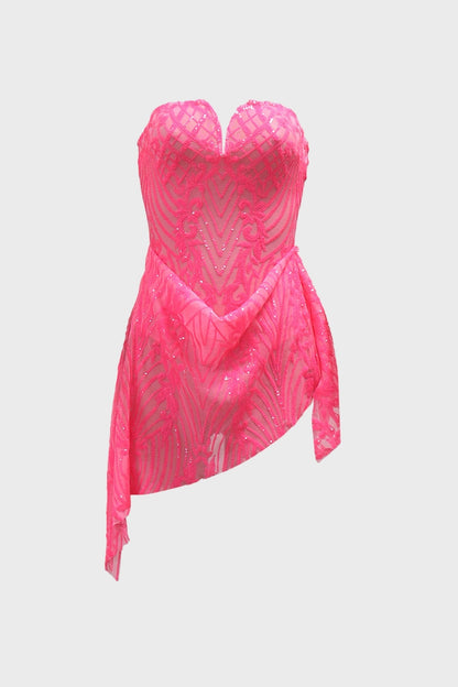Strapless Mesh Bodycon Club Party Dress