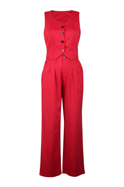 Linen Sleeveless Suit Set for Work Office