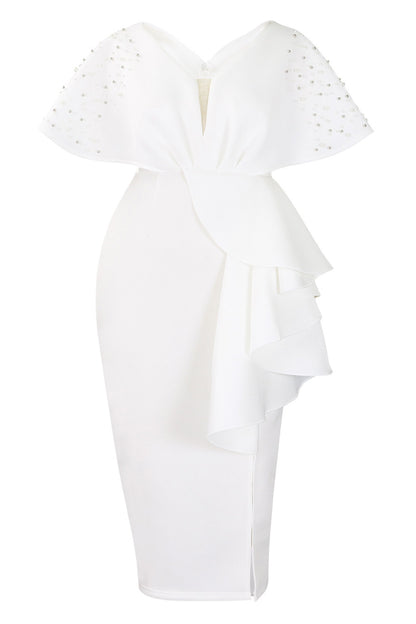 Beaded Ruffled Split Party Dress