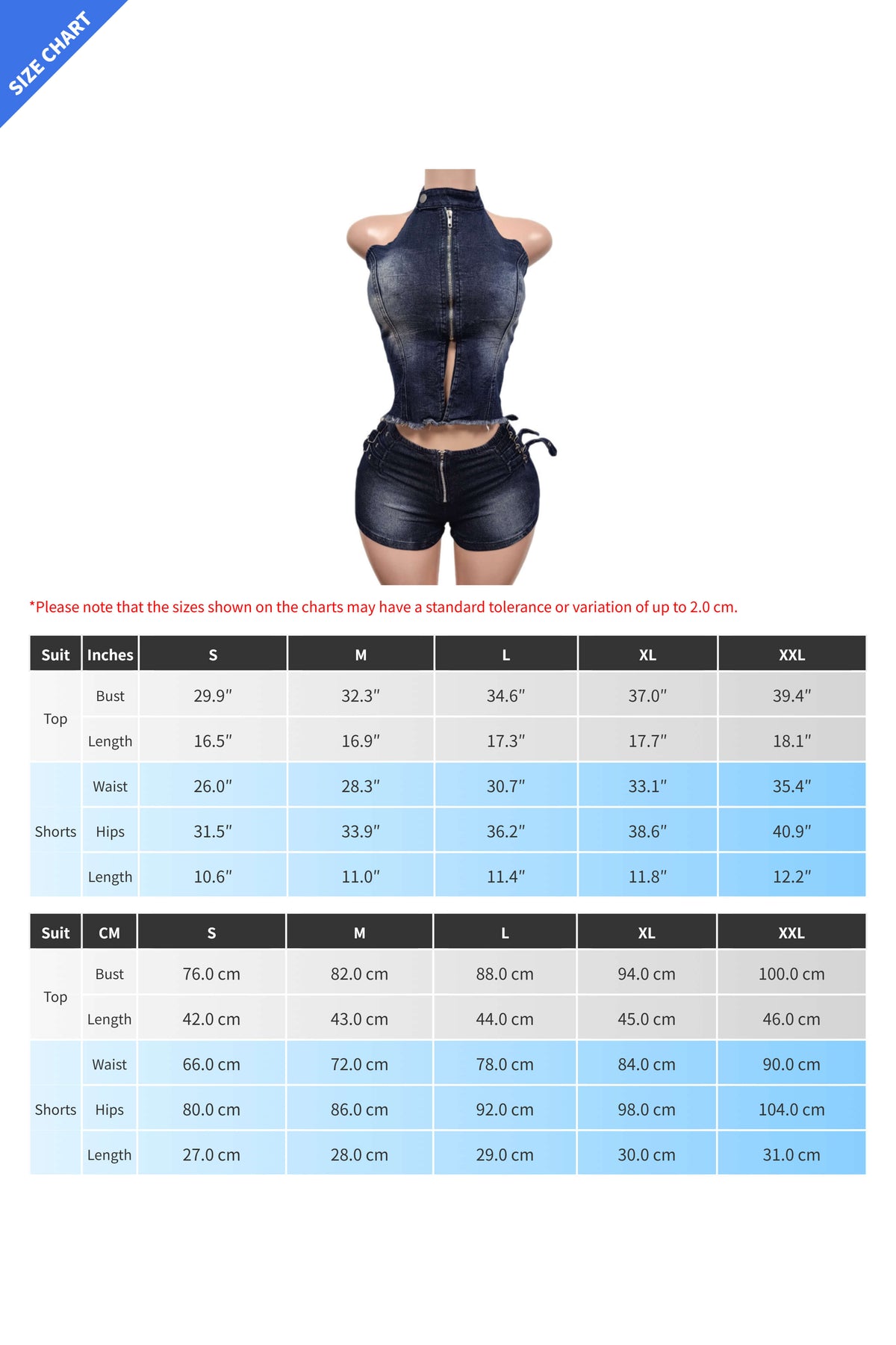 Edgy Zip-Up Halter Denim Set