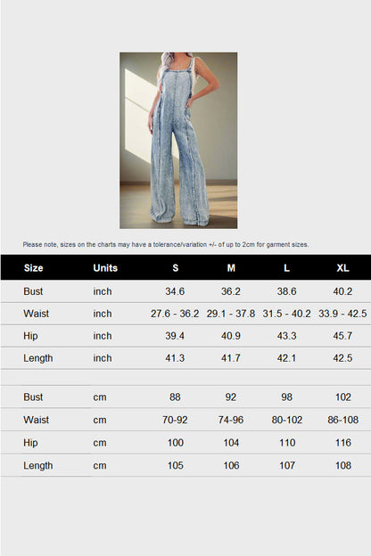 Vintage Raw Edge Washed Denim Jumpsuits
