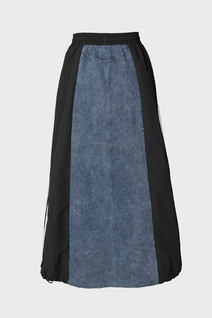 Wide Denim Skirts with Wide Contrast Side Lines