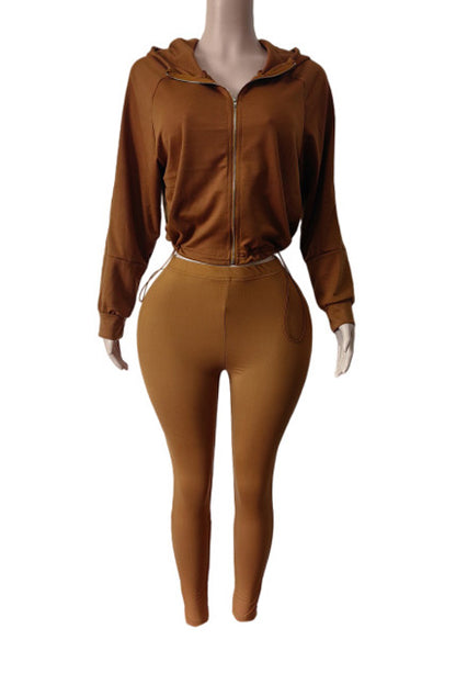 Zip Hoodie High Waist Leggings Set