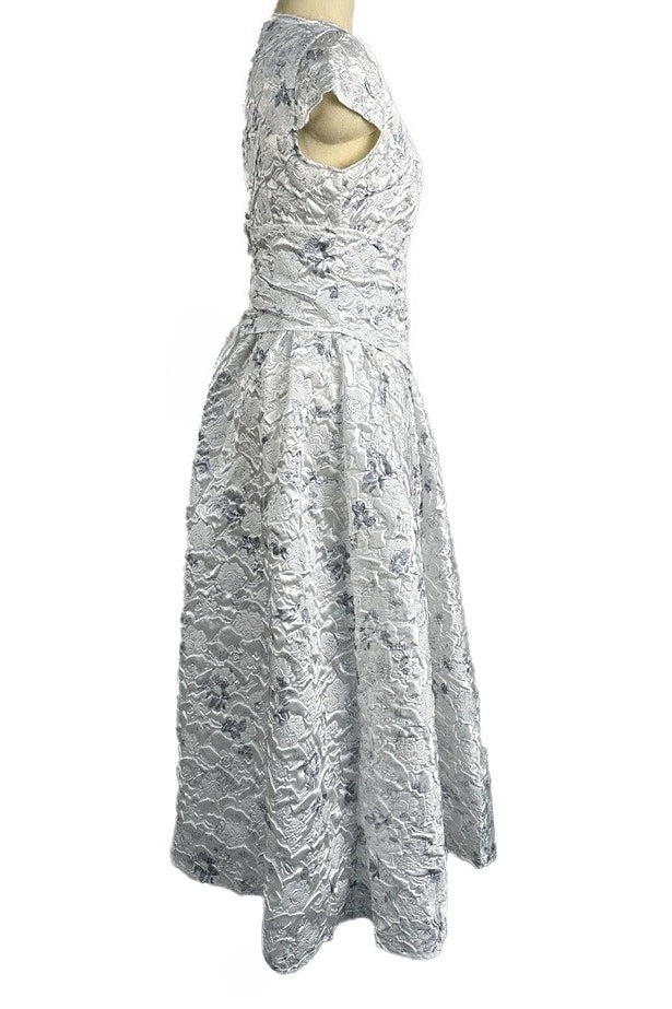 Printed Waist Defined A Line Midi Dress