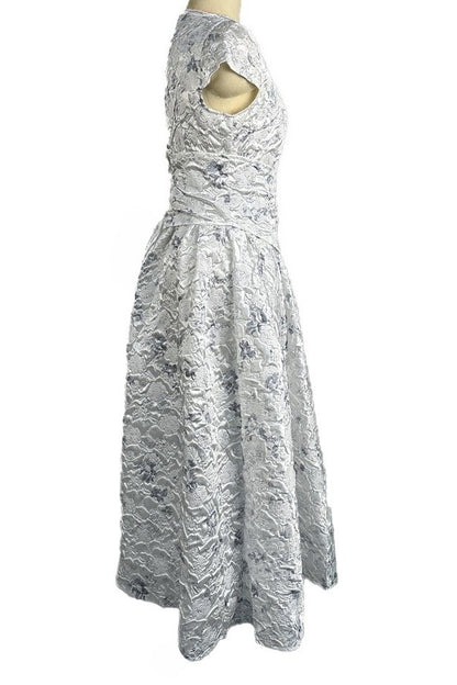 Printed Waist Defined A Line Midi Dress