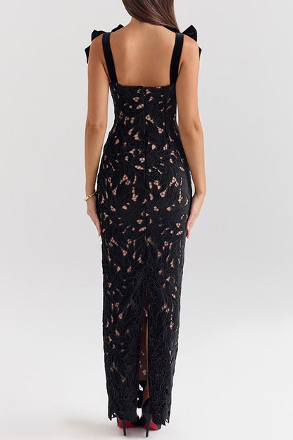Sleeveless Lace Backless Maxi Dress
