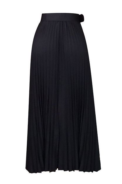 High Waist Pleated Midi Skirt