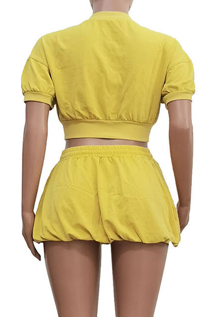 Zipper Crop Top and Lantern Skirt Set