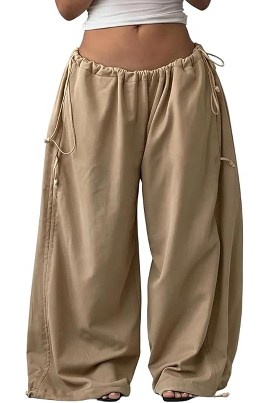 Adjustable Drawstring Baggy Parachute Pants