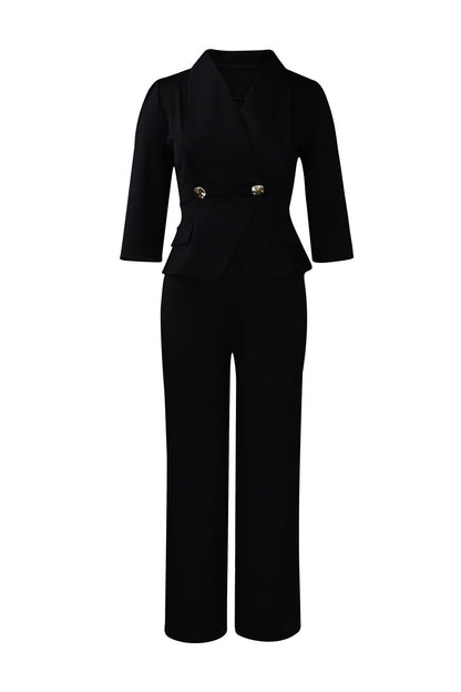 Elegant Shawl Collar Blazer Jumpsuit