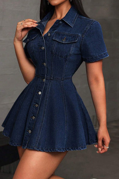Short Sleeve Denim Mini Dress
