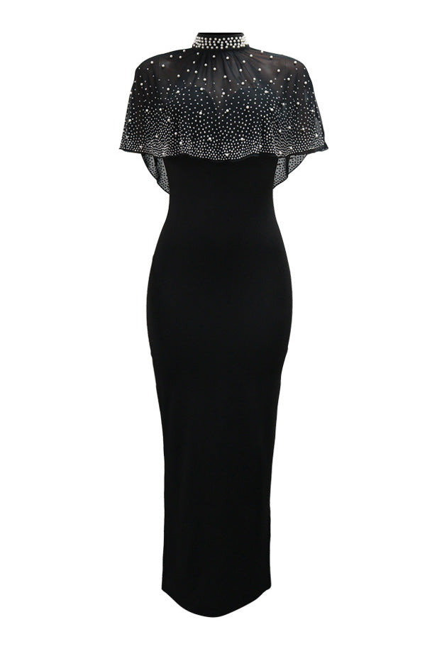 Beaded O Neck Solid Color Two Piece Set
