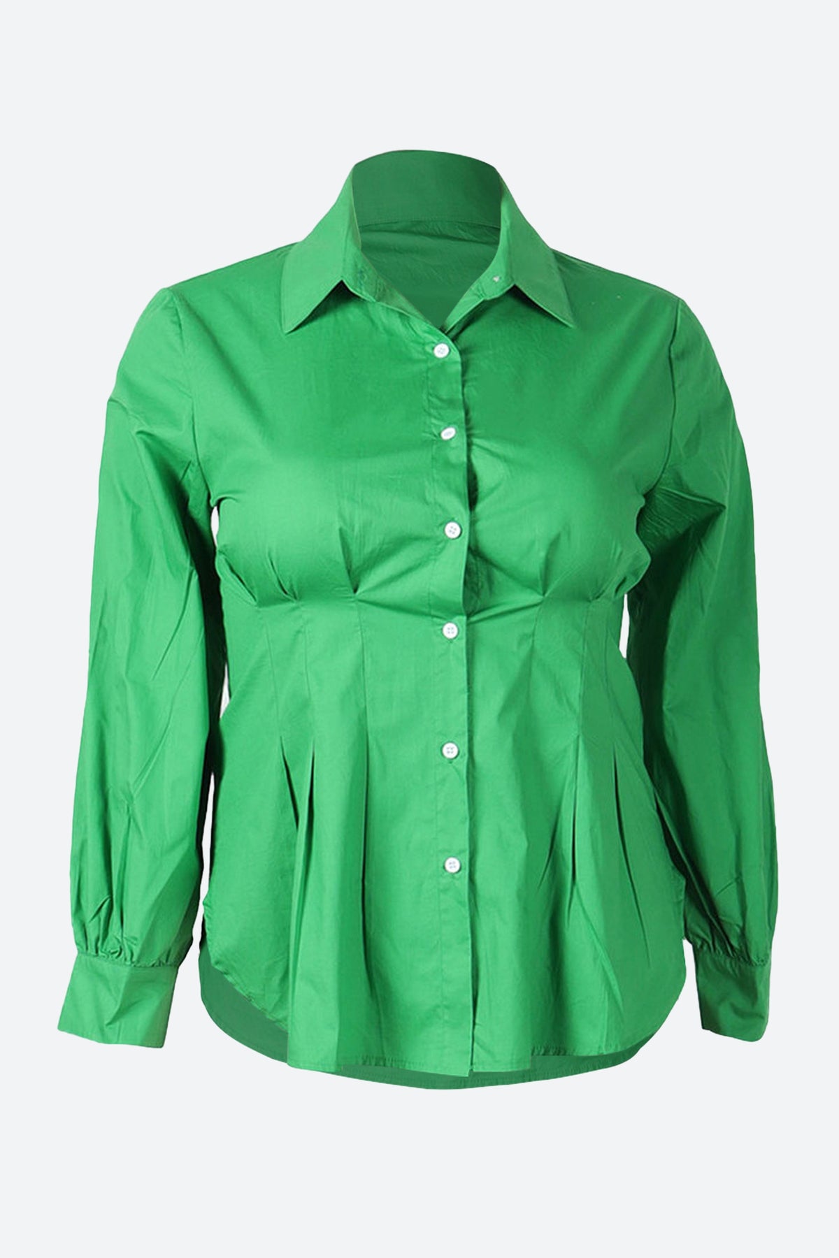 Collar Button Long Sleeve Blouse