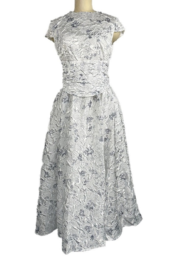 Printed Waist Defined A Line Midi Dress