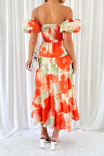 Seaside Printed Puff Sleeve Dress