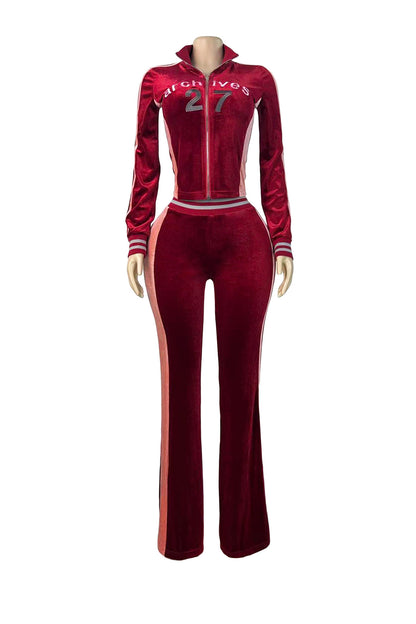 Graphic Velour Flared Track Set