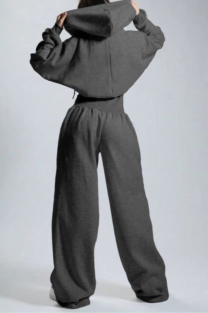 Hooded Drawstring Wide Leg Jumpsuit