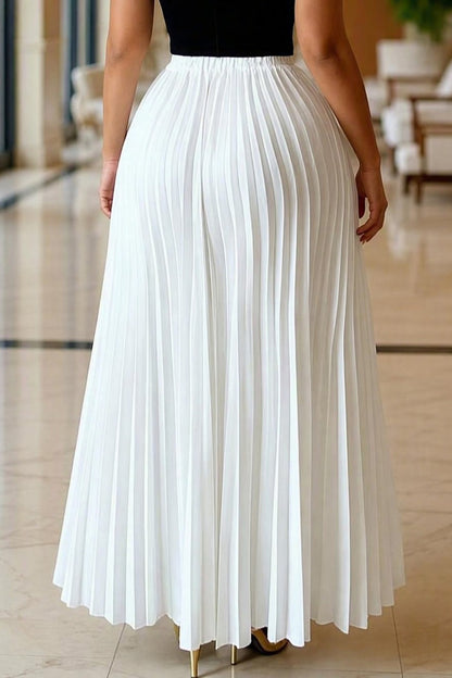 High Waist Pleated Maxi Skirt