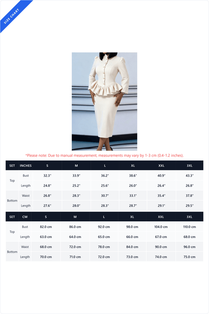 Peplum Jacket Pencil Skirt Two Piece Set