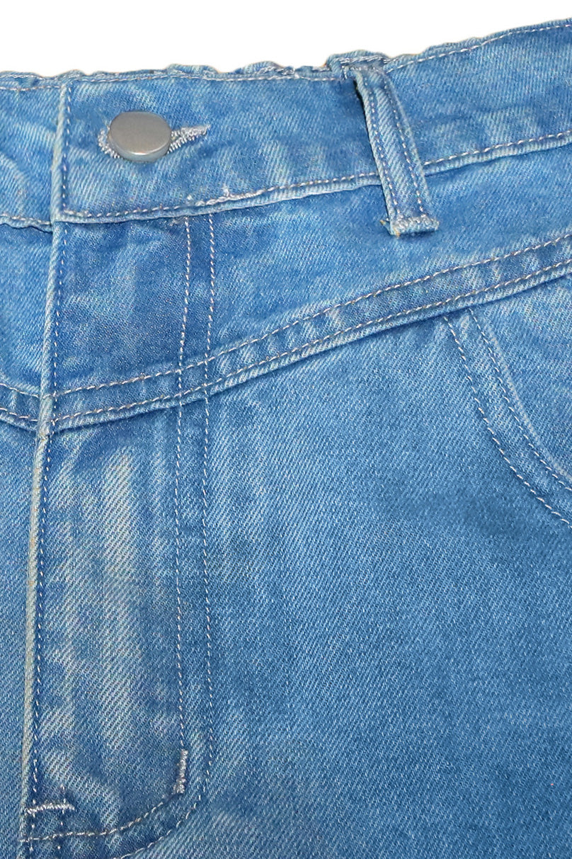 High-Waisted Distressed Wide-Leg Jean