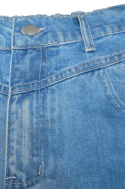High-Waisted Distressed Wide-Leg Jean