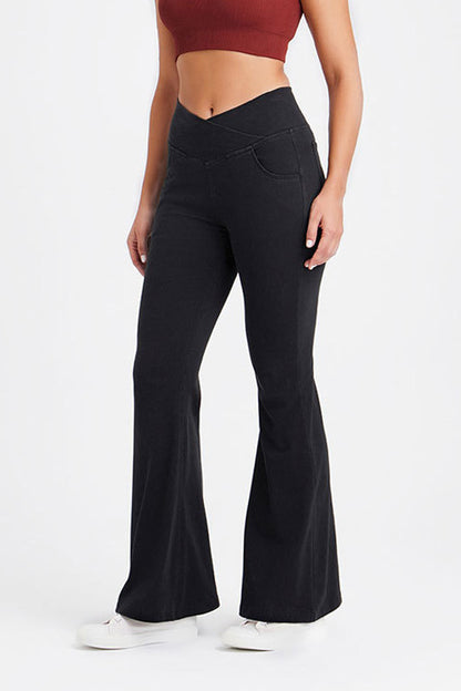 Crossover Waist Stretch Flare Jeans