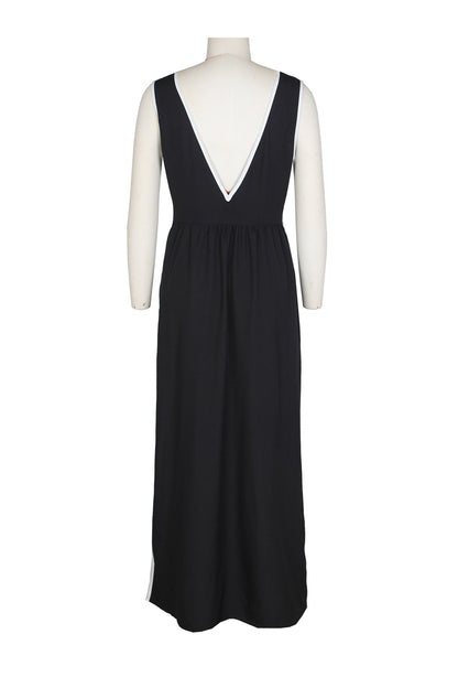 Bow Deep V Neck Slit Maxi Dresses