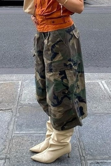 Baggy Cropped Utility Cargo Pants