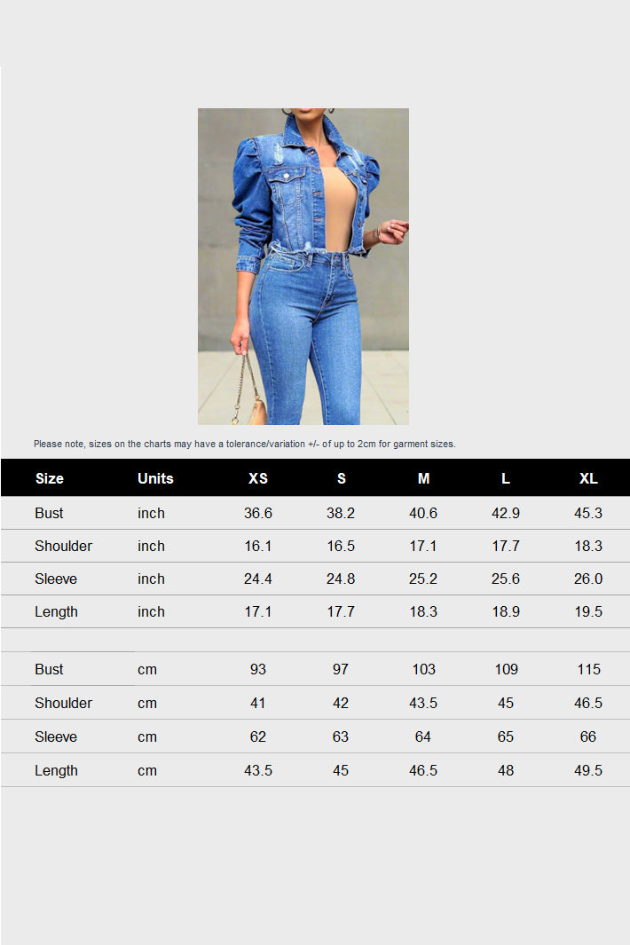 Ripped Edge Jacket Washed Denim Top