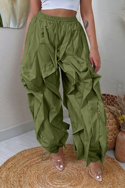 Patchwork Cargo Lantern Jogger Pants