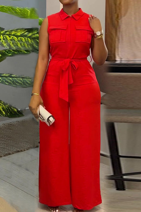 Collared Wide Leg Jumpsuit