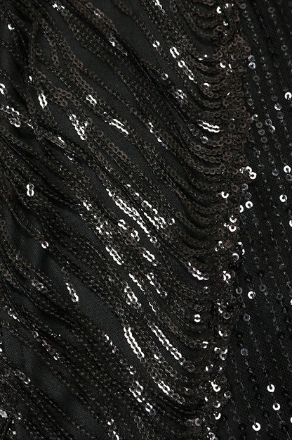 Halter Tassel Fringe Sequin Maxi Dress