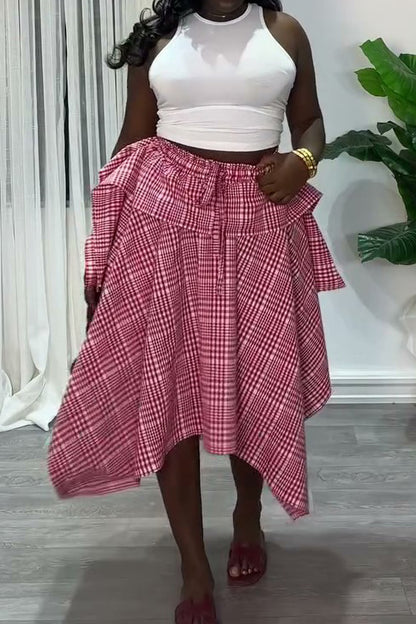 Plaid Asymmetrical Handkerchief Skirt