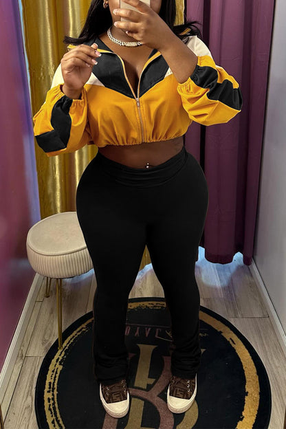 Color block Zip Top & Pants Set