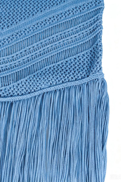 Strapless Crochet Fringe Maxi Dress