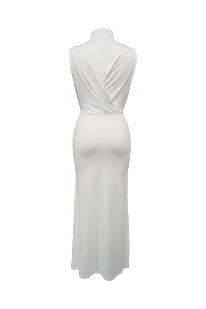 Mock Neck Cutout Ruched Maxi Dress